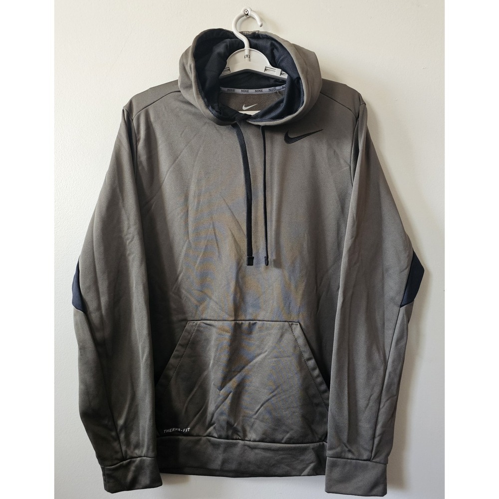 Nike Therma-FIT Men's Size Medium Hoodie‎ Fitness Pullover Olive Green Black